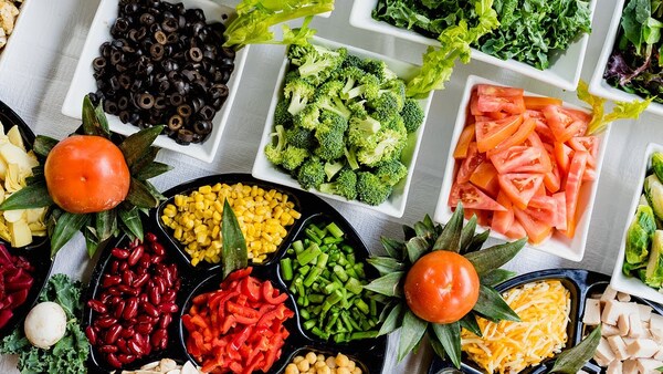 Colorful smoothie bowl with fruit and seeds
